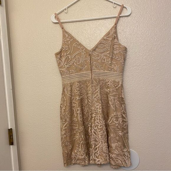 Xtraordinary blush pink beige tan embroidered lace skater Formal Dance - 5 - Picture 13 of 15